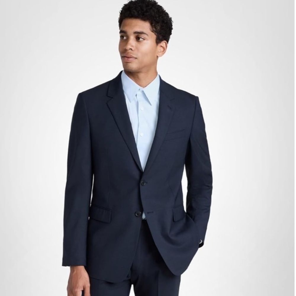 Theory Men's Slim Navy Suit Wool blazer 38R Modern Tailored Career Blazer